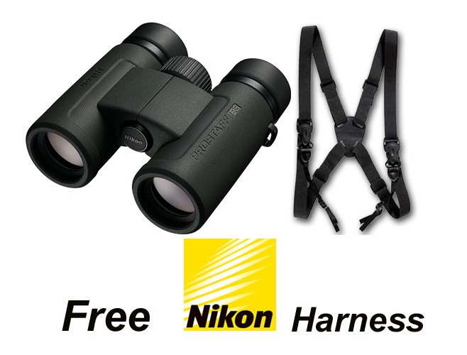 Nikon 8x42 Prostaff P3 Binoculars #16776 + Nikon Binocular Harness. Nikon Canada Lifetime warranty.