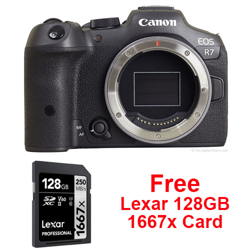 Canon EOS R7 Camera Body + 128GB 1667x Lexar Pro Card. Canon Canada Authorized