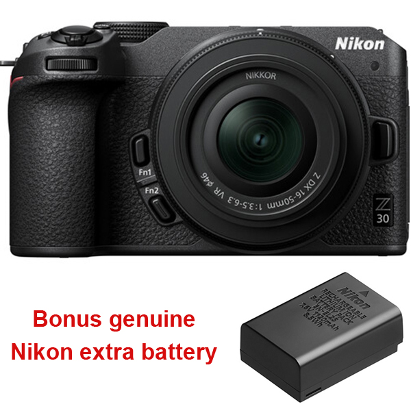 Nikon Z30 Mirrorless Camera with NIKKOR Z DX 16-50mm Lens + Nikon EN-EL25 Battery