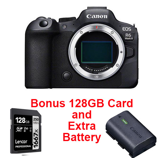 Canon EOS R6 Mark II Camera Body + Canon Extra battery + 128GB SD Card. Canon Canada Authorized