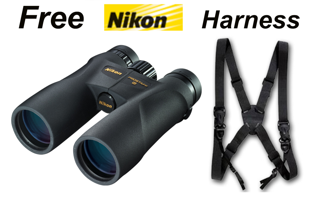 Nikon Prostaff 5 10x42 WP Roof Prism Binocular #7571 +Deluxe Harness. Nikon Canada Lifetime warranty