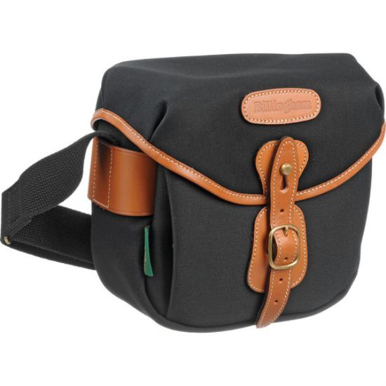 Hadley Digital Black Canvas Tan Leather Bag