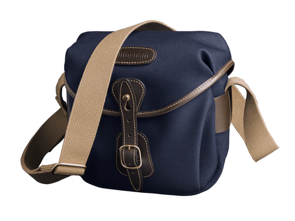 Hadley Digital Navy Canvas Black Leather Bag