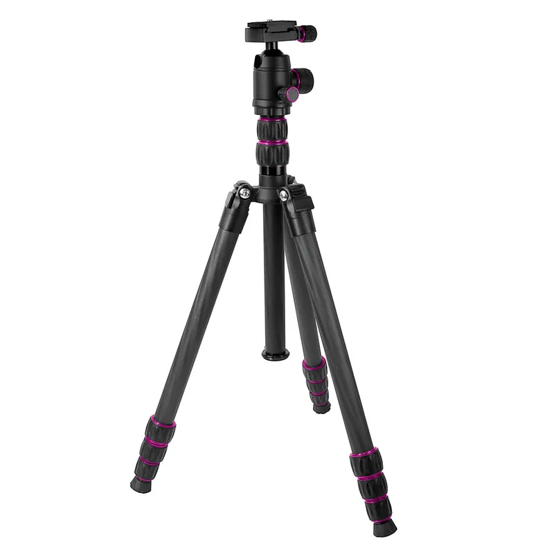 Black 4-Section Pro Carbon Fibre Travel  Tripod