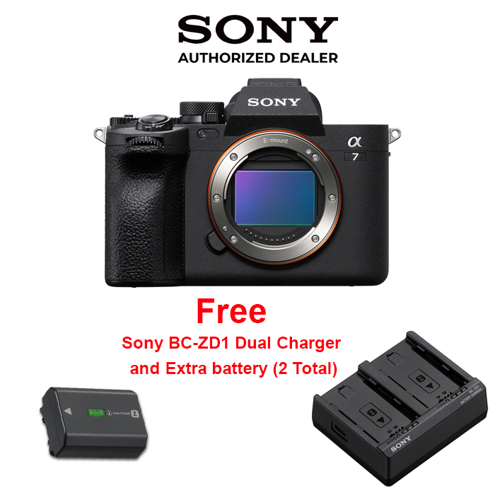 Sony a7IV Camera Body BONUS extra genuine NPFZ100 Battery and BC-ZD1 Dual Charger