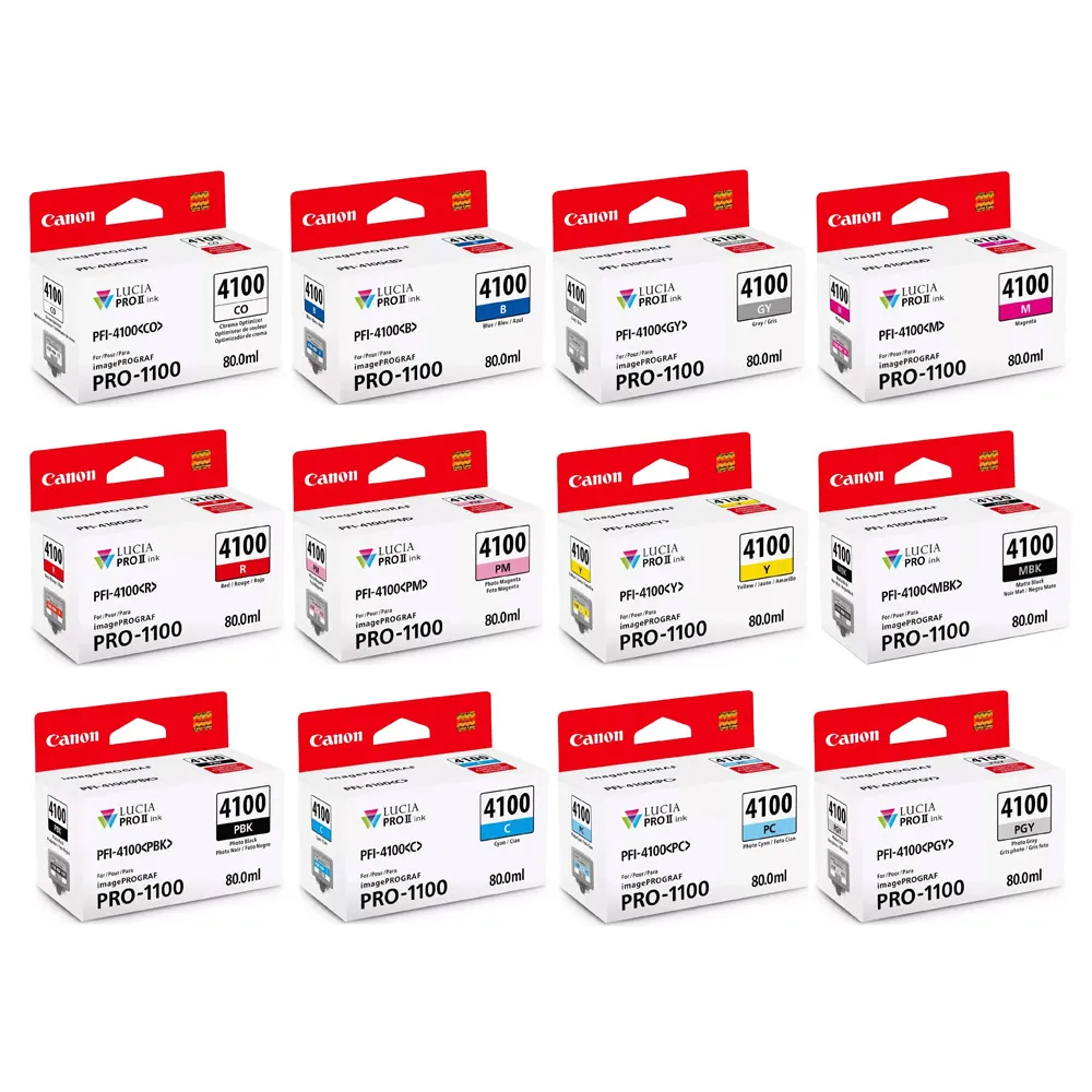 PFI-4100 LUCIA PRO II - 12 Ink Tank Set for imagePROGRAF PRO-1100 80ml